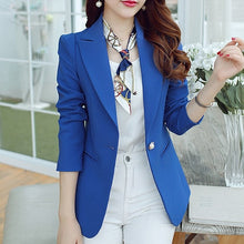 Load image into Gallery viewer, PEONFLY  Ladies Blazer Long Sleeve Blaser Women Suit jacket Female Feminine Blazer Femme Pink Blue White Black Blazer Autumn