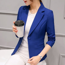 Load image into Gallery viewer, PEONFLY  Ladies Blazer Long Sleeve Blaser Women Suit jacket Female Feminine Blazer Femme Pink Blue White Black Blazer Autumn