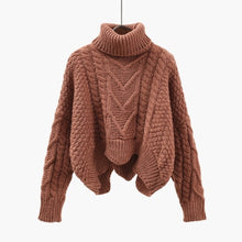 Load image into Gallery viewer, Thickened Sweater Women Autumn Winter Tops Korean Style Loose Twist Knitted Short Design Pullover Turtleneck Black Brown Female