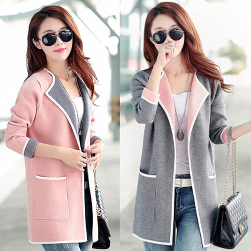 Spring Autumn Women's Korean Slim Sweater Jacket Fashion Joker Medium length Female Long Sleeve Cardigan Large Size Sweater y24