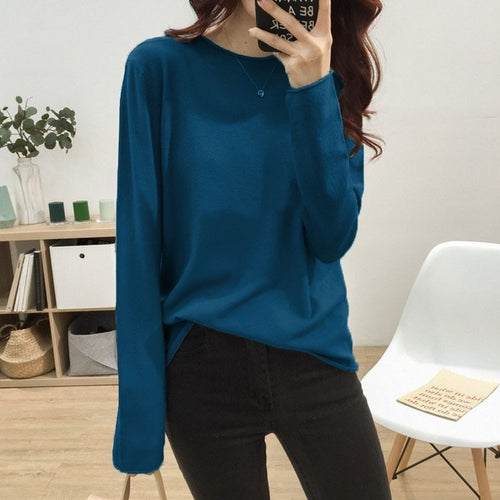 Cashmere Sweater Women's O-neck Wool Pullover Long Sleeve Slim Knitted Solid Color tops Ladies Bottoming Sweater