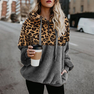 Leopard Teddy Sweater Hooded Oversized Sherpa Pullover New Plus Size 5XL Fluffy Feece Sweaters Female Leopard Warm Streetwear