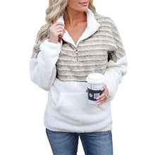 Load image into Gallery viewer, New Ladies Thick Pullover Fashion Striped Stitching Sweater Autumn Winter Large Size 5XL Ladies Fleece Half Zipper Warm Clothing