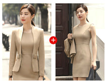 Load image into Gallery viewer, HOT Wine Black Apricot female elegant woman&#39;s office blazer dress jacket suit ladies office wear sets costumes business dresses