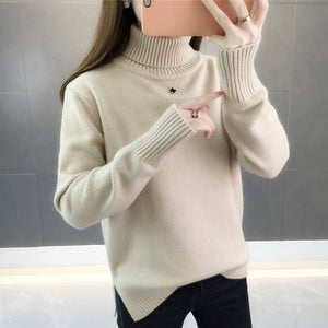 and winter 2020 new Korean version loose Pullover over over-heated thick solid color long sleeve knitted bottom sweater