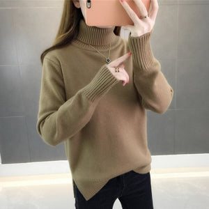 and winter 2020 new Korean version loose Pullover over over-heated thick solid color long sleeve knitted bottom sweater