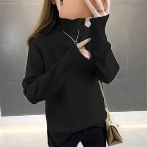 and winter 2020 new Korean version loose Pullover over over-heated thick solid color long sleeve knitted bottom sweater