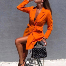 Load image into Gallery viewer, Women Chic Black Orange Blazer Jacket Pockets Double Breasted Blazers Jackets Female 2020 Spring Office Lady Wear Coat Feminino