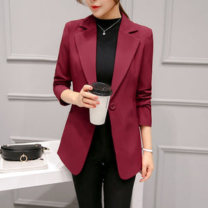 Autumn Wine Red Black Women Blazers And Jackets   Single Button Blazer Femenino Ladies Blazer Female