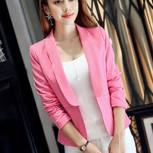 Load image into Gallery viewer, PEONFLY  Ladies Blazer Long Sleeve Blaser Women Suit jacket Female Feminine Blazer Femme Pink Blue White Black Blazer Autumn