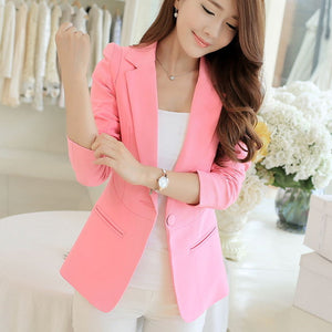 White Black Pink Women Blazers And Jackets Plus Size 2019 Spring Autumn Single Button Blaser Female Elegant Blazer Long Sleeve