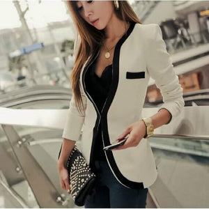 Spring/summer Blazer Women OL Ladies Blazer Slim Women Suit Jacket Black White Trim Formal Jackets Plus Size Blazers And Jackets